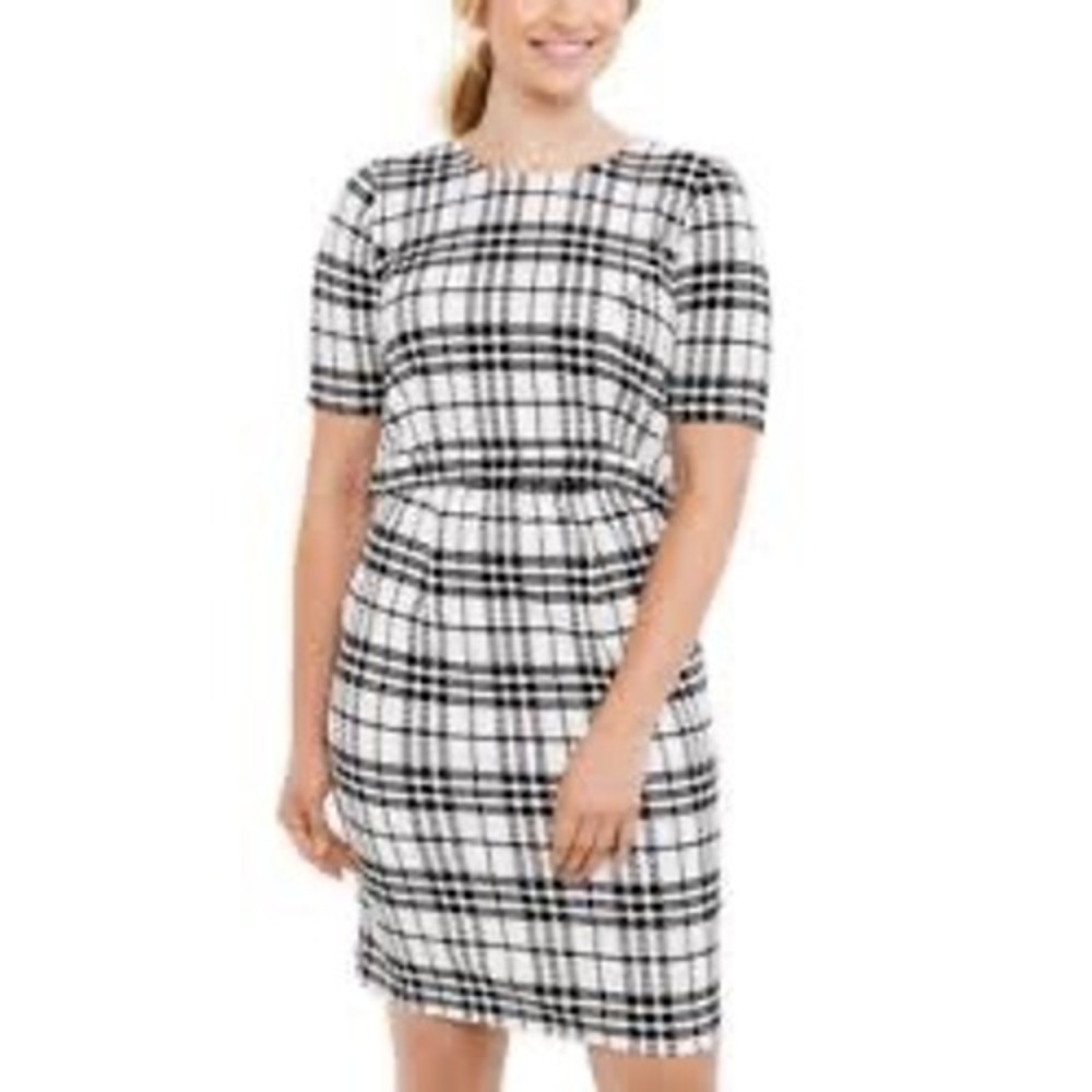 Motherhood Maternity Nursing‎ Dress Womens S Black White Excellent Plaid Sheath